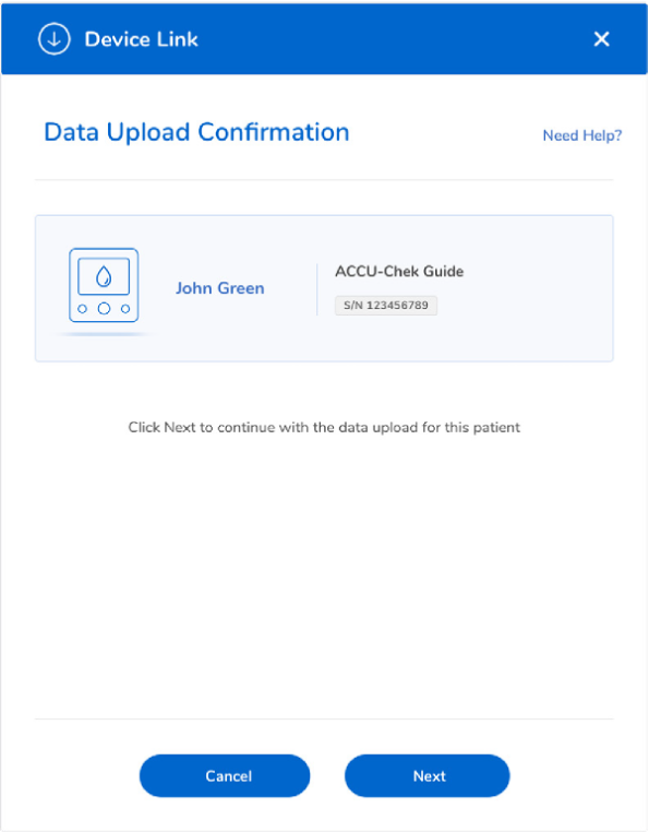 Data upload confirmation screen